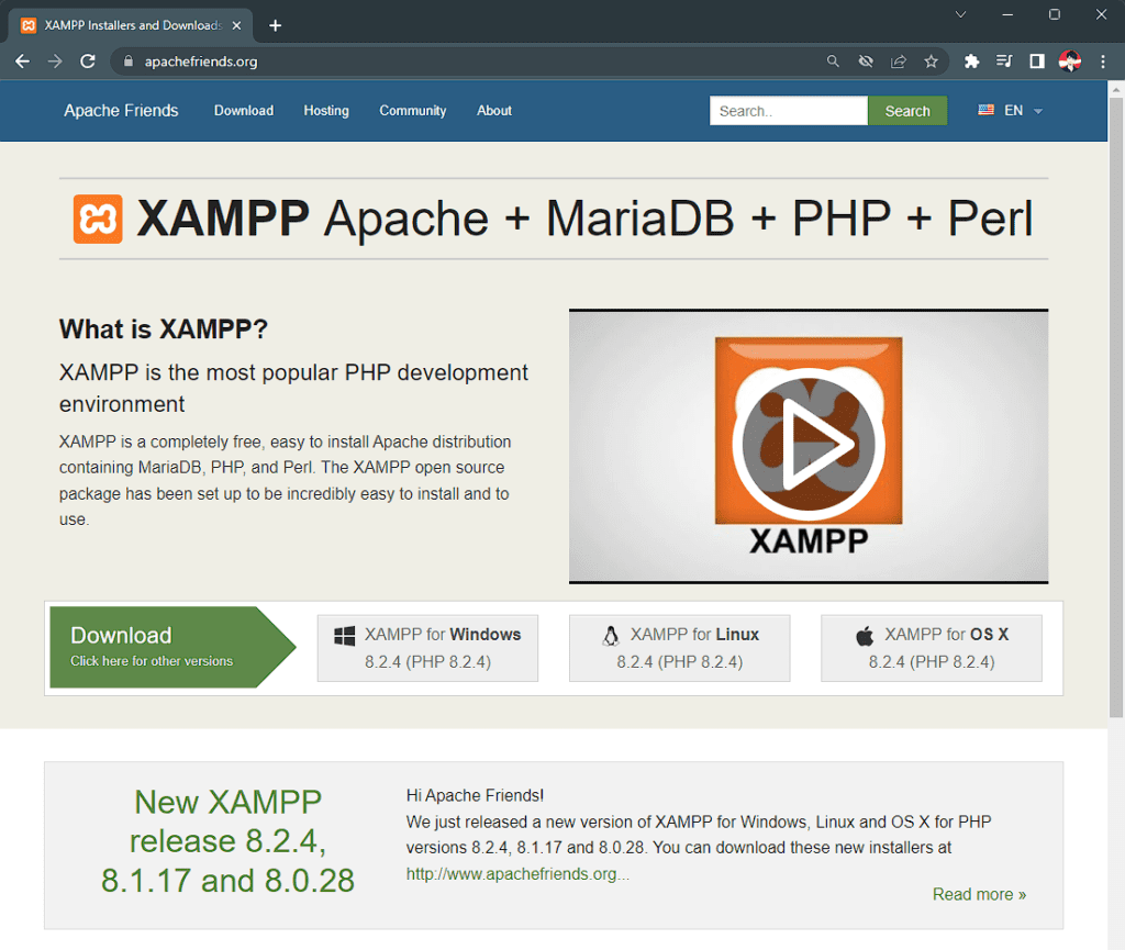 How to Install XAMPP Server, Apache Friends Website