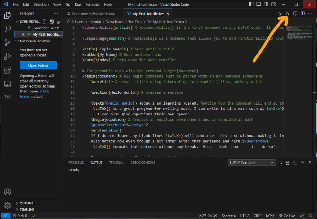 How to Run LaTeX file on Visual Studio Code